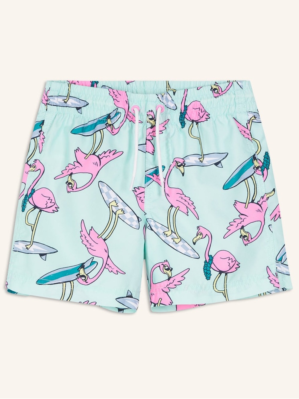 Kids' Old Navy Flamingo Surf Swim Shorts - Pink on Light Blue NEW